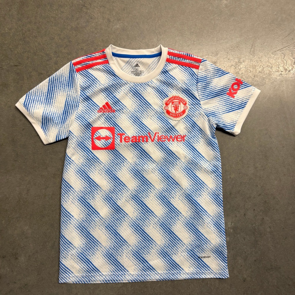 Adidas Manchester United 2021-22 Away Jersey Hunain 10 Blue White FI5295 Mens M